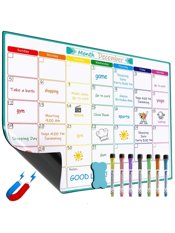 Monthly Planner Whiteboard A3 Magnetic Whiteboard for Fridge Dry Erase Calendar Board