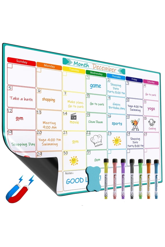 Monthly Planner Whiteboard A3 Magnetic Whiteboard for Fridge Dry Erase Calendar Board