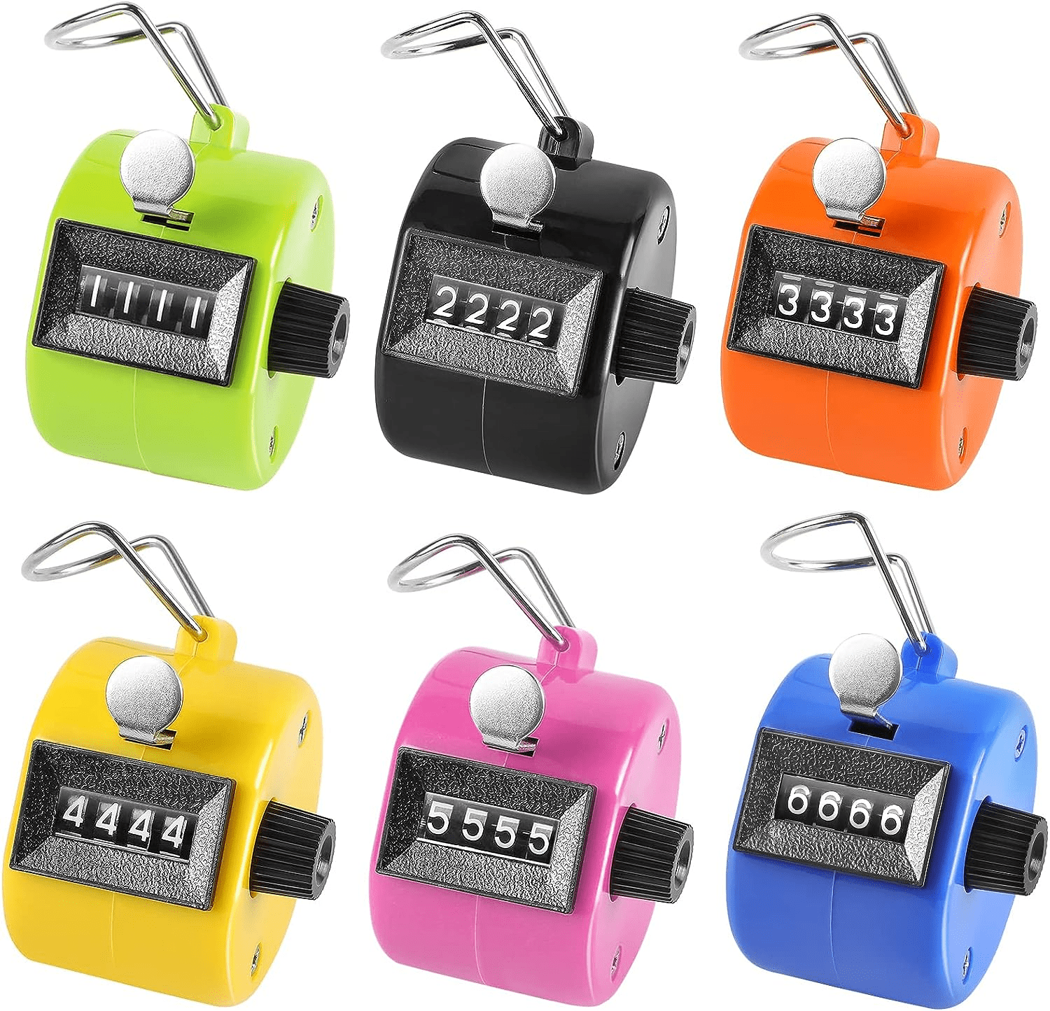 MaxGear Pack of 6 Handheld Tally Counter 4Digit Number Count Clicker
