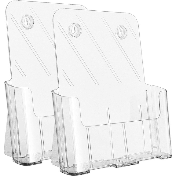 MaxGear Plastic Acrylic Brochure Literature Holders Clear, 2-Pack