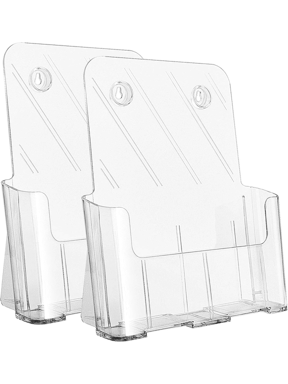 Plastic Acrylic Brochure Literature Holders Clear, 2-Pack