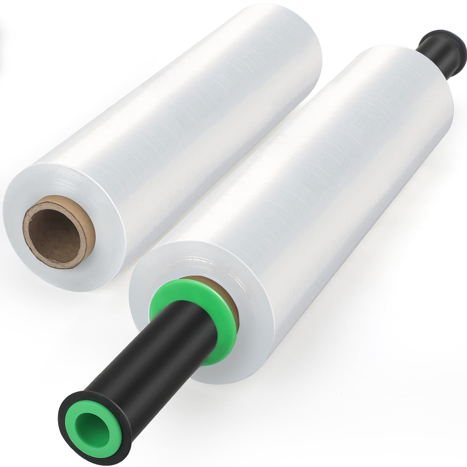 MaxGear Stretch Wrap Film, Shrink Wrap Roll(15"x1000 Feetx60 Gauge,2pack) with Rolling Handles, Industrial Strength Self-Adhering Plastic Wrap for Moving Packing Wrapping & Pallet Wrap, Clear