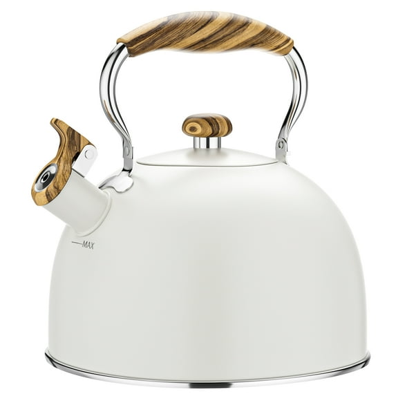 MaxGear Tea Kettle Stovetop, Whistling Tea Kettles for Stove Top Food Grade Stainless Steel Teapot Kettle 2.5 Liter Cream White