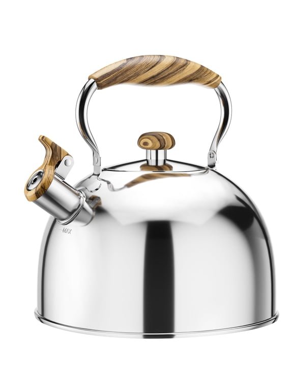 Tea Kettle Stovetop, Whistling Tea Kettles for Stove Top Food Grade Stainless Steel Teapot Kettle 2.5 Liter Silver