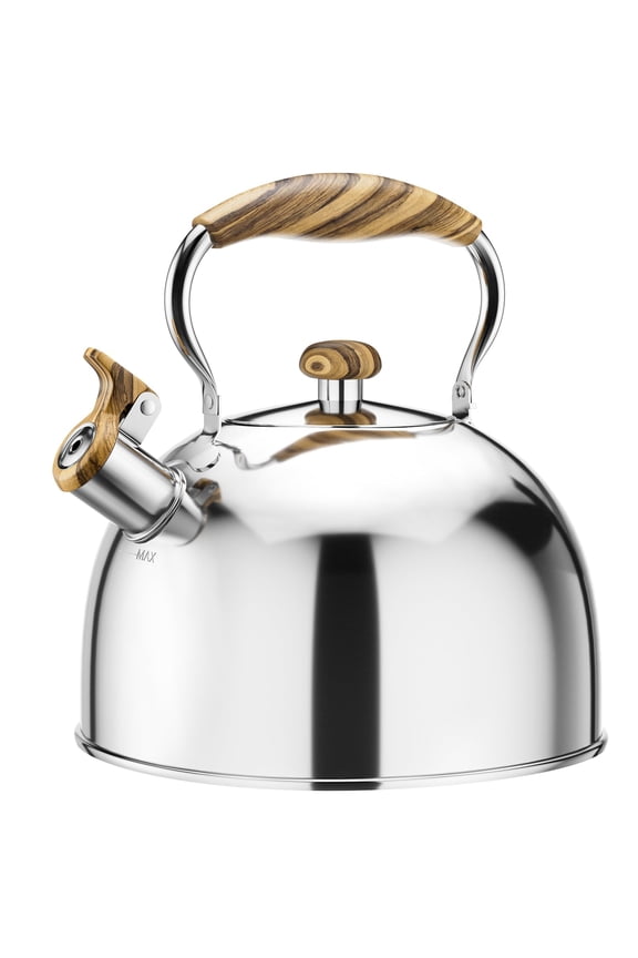 Tea Kettle Stovetop, Whistling Tea Kettles for Stove Top Food Grade Stainless Steel Teapot Kettle 2.5 Liter Silver