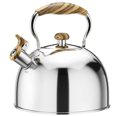 MaxGear Tea Kettle Stovetop, Whistling Tea Kettles for Stove Top Food Grade Stainless Steel Teapot Kettle 2.5 Liter Silver