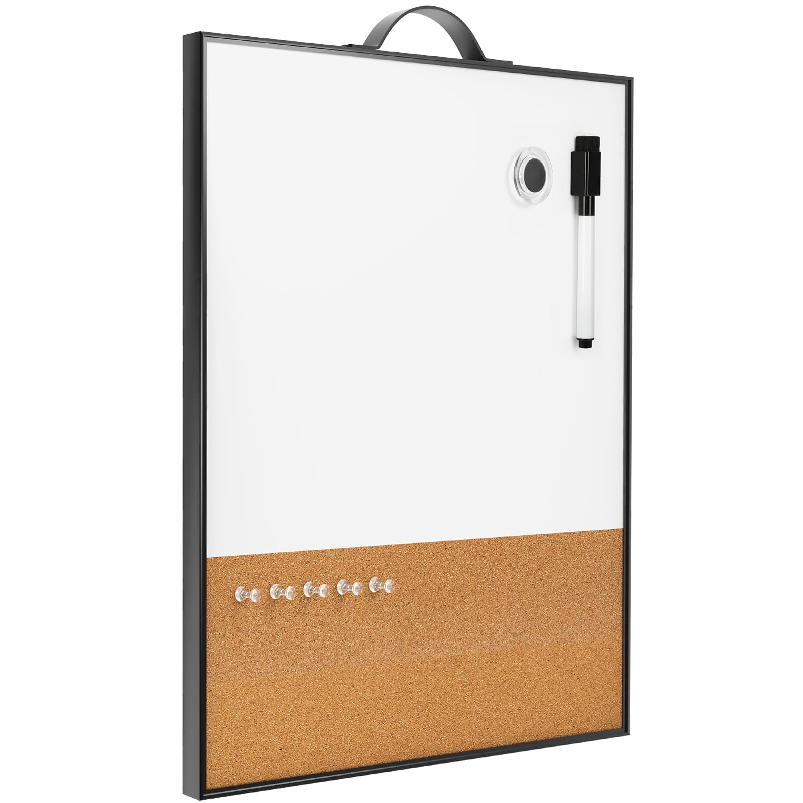 MaxGear White Board Cork Board Combo 16x12", Portable Small Dry Erase Board for Wall, Vision Board