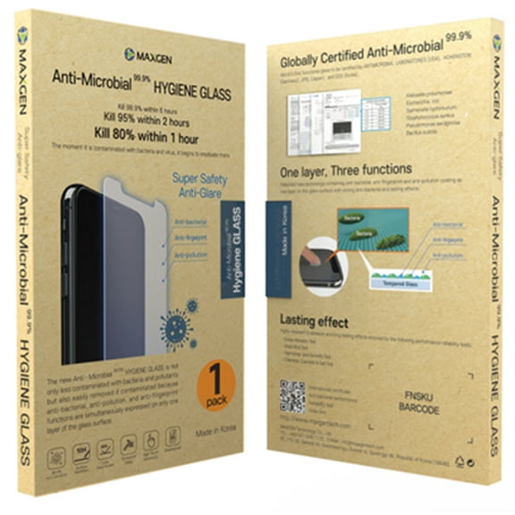 MaxGen Hygiene Glass Impact Resistant Anti-Glare Screen - iPhone X, XS, 11 Pro