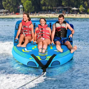 MaxKare 1-3 Person Towable Tube for Boating, Inflatable Boat Tube, Waterskiing Towables for Youth Adults Have Fun in Oceans, Blue