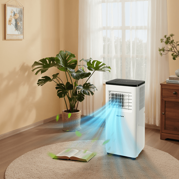 MaxKare 10,000 BTU Portable Air Conditioner - Cools Rooms up to 215 Sq.Ft, 24-Hour Timer, 4 Modes, Remote Control, White