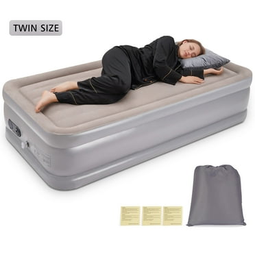 MaxKare 18" High Air Mattress with Built-in Pump & Carry Bag, Air Bed for Camping, Guest, Office, Home, Quick Inflation/Deflation, Max 400lbs, Twin Size, Gray