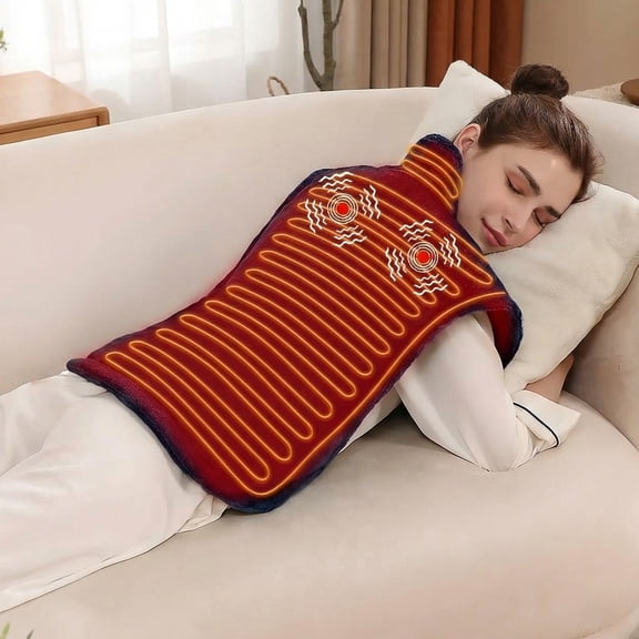 MaxKare 24"33" Heating Pad with Vibration, 3 Heating Levels & 2 Vibration Mode 3 Massage Intensive, Navy Blue