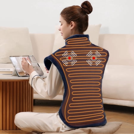 MaxKare 24"×33" Heating Pad with Vibration, 3 Heating Levels & 2 Vibration Mode 3 Massage Intensive, Navy Blue