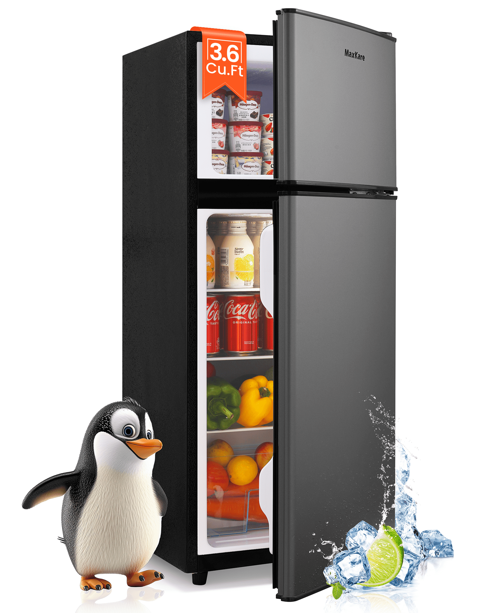 MaxKare 3.6 cu.ft Mini Fridge with Freezer, Perfect for Dorm