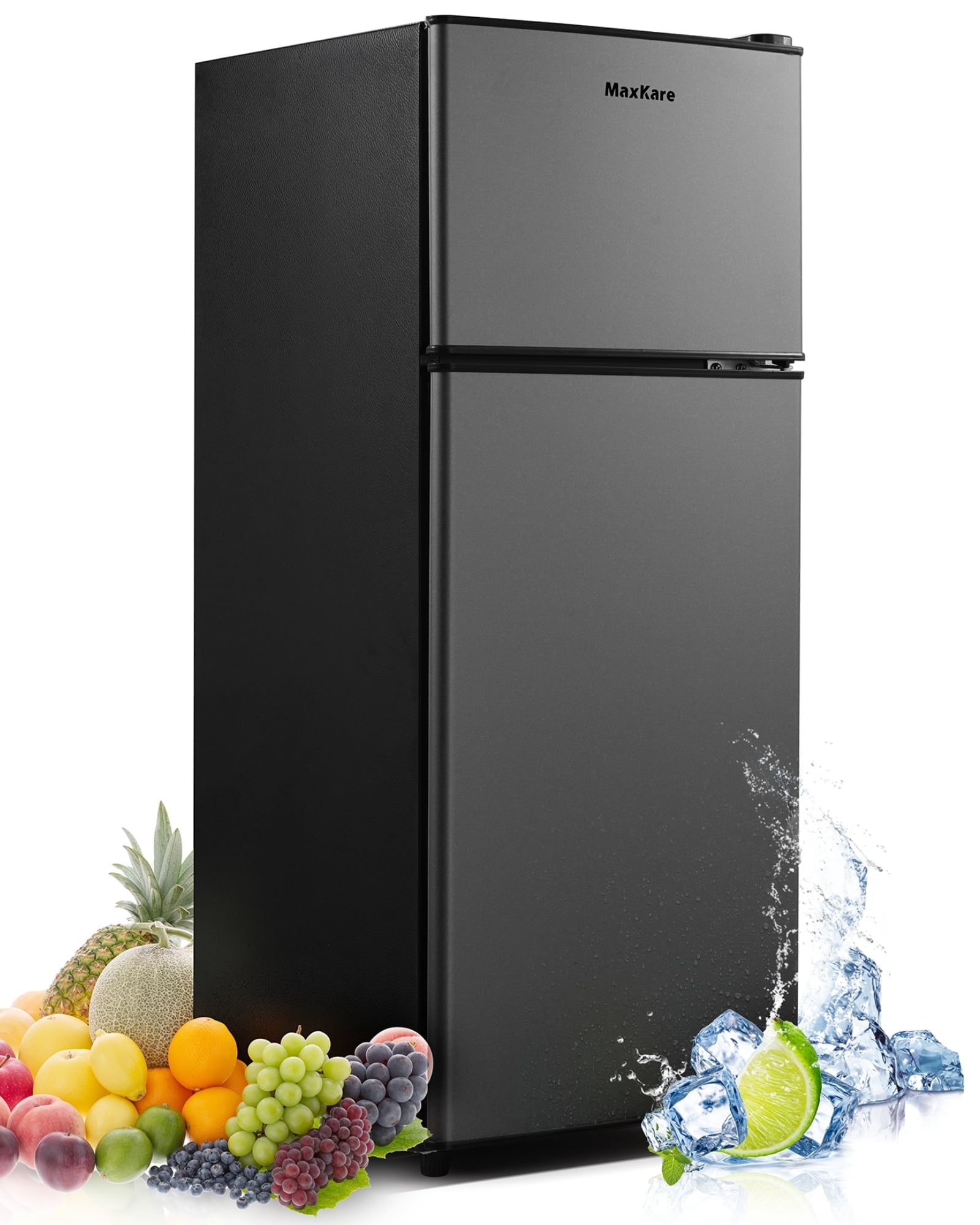 MaxKare 3 6 cu ft Mini Fridge with Freezer 2 Door Compact Refrigerator for Dorm Office Bar RV Bedroom Silver