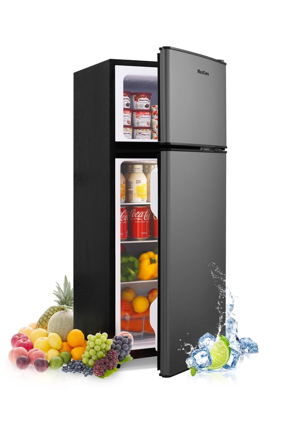 3.6 Cu.ft Mini Fridge with Freezer Small Refrigerator for Dorm, Office, Bar, Dark Gray, New