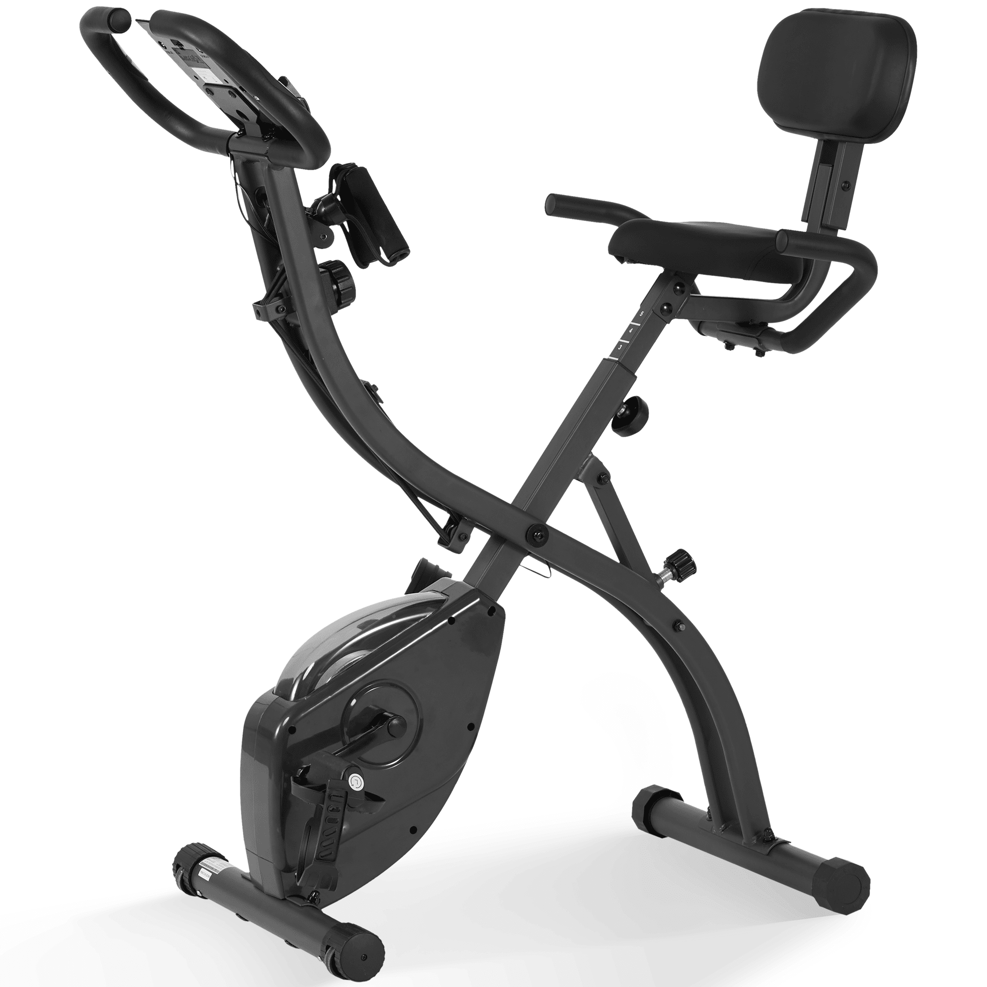 MaxKare 3-in-1 Exercise Bike Quiet Folding Magnetic Stationary Exercise Bikes with Arm Resistance Bands Home Workout Use