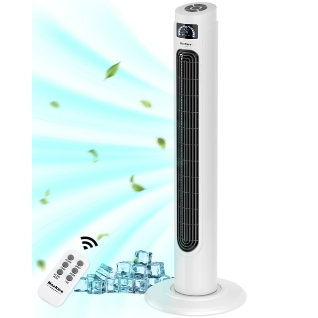 MaxKare 36" Tower Fan Oscillating Cooling Fan, Remote Control 3 Speeds 3 Wind Modes Timer, White