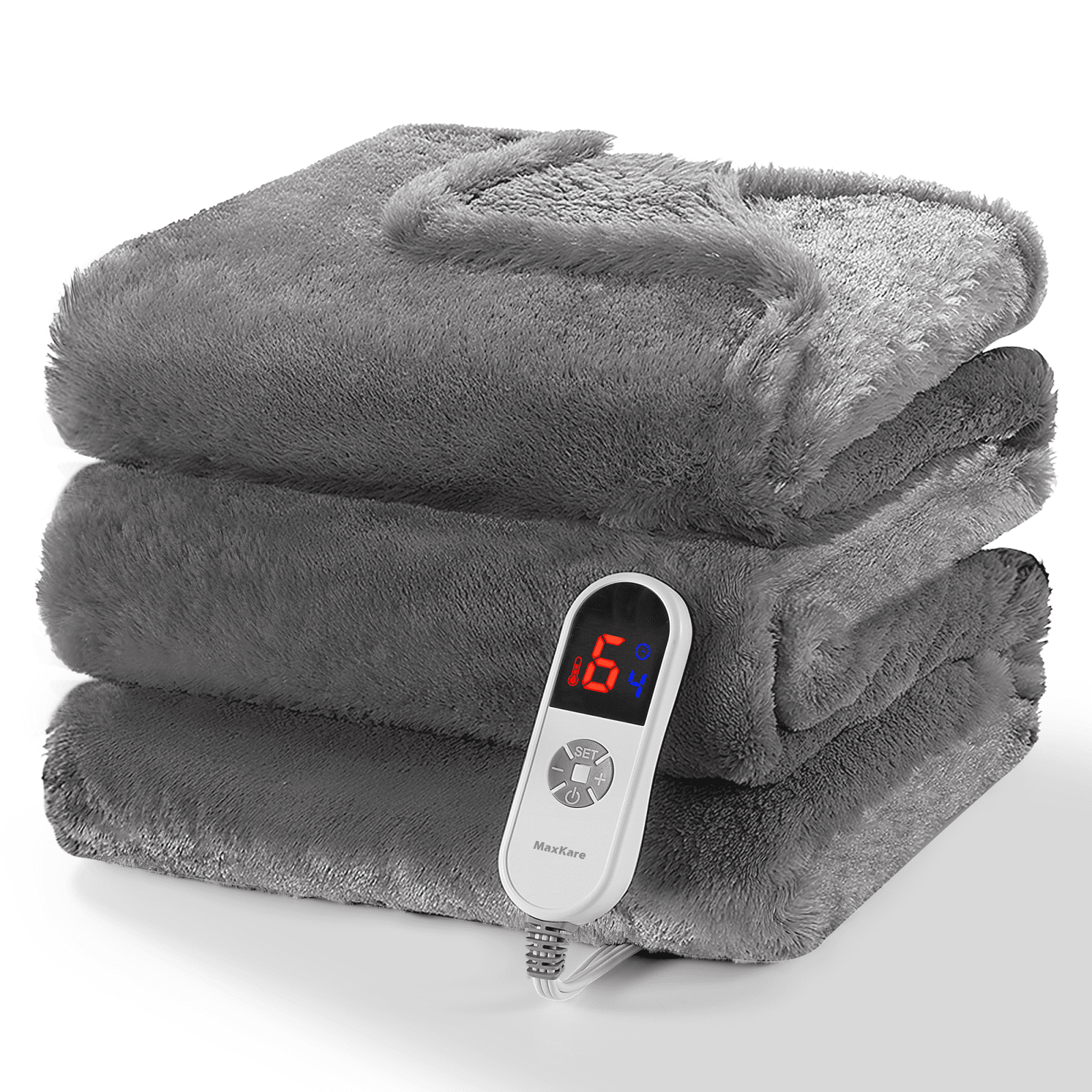 MaxKare Electric Throw Blanket 60 x 70 with 6 Heating Levels 4 Hours Timer Large LED Display Soft Faux Fur Shu Velvet Gray in Nepal at NPR 0 Rating 5