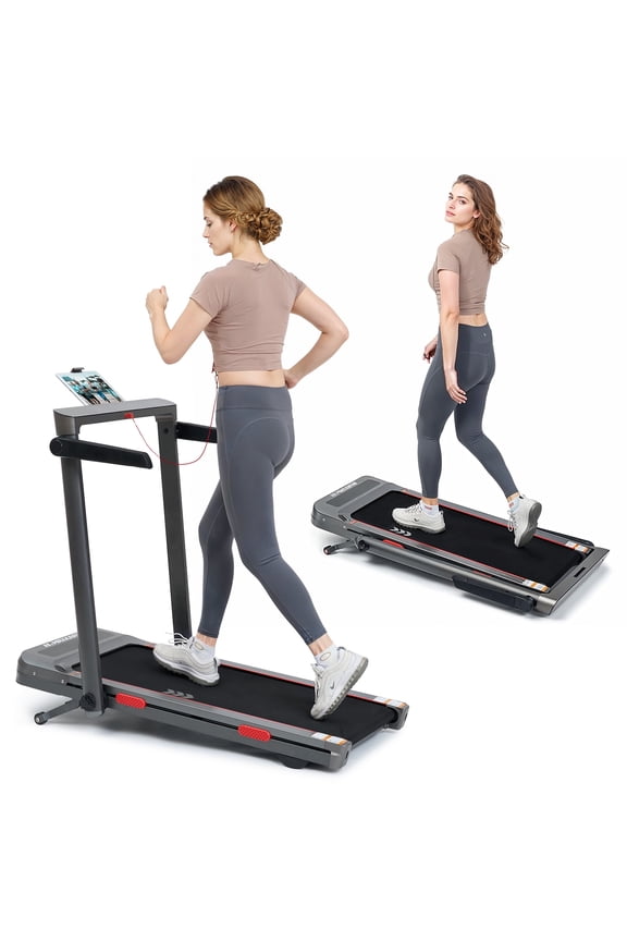 Auto Incline 2-in-1 Walking Pad Treadmill 3.0HP with 26" LED Touch Screen and Remote, Foldable Treadmill with Bluetooth and Video Game, 286lbs
