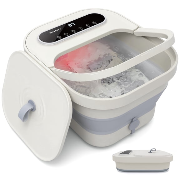 MaxKare Collapsible Foot Spa with Massager and Heat Bubbles Vibration 3 in 1, Foot Spa Bath, White