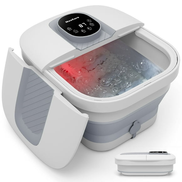 MaxKare Collapsible Foot Spa with Massager and Heat, Foot Spa Massager with Bubble Heat, Gray