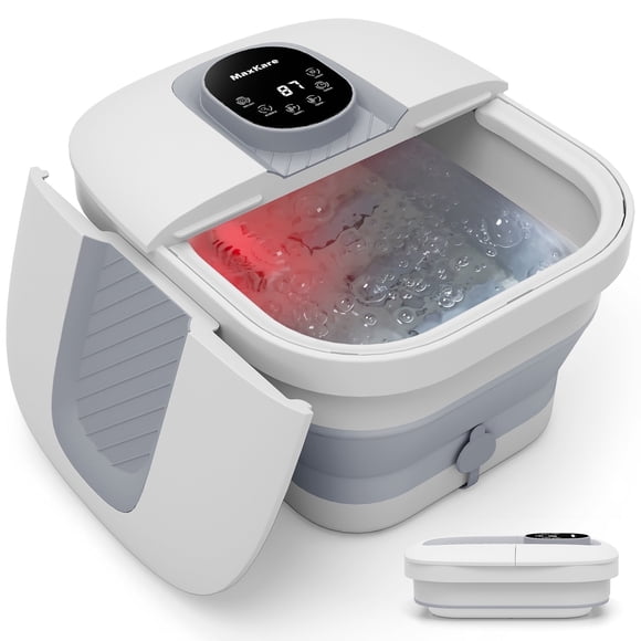 MaxKare Collapsible Foot Spa with Massager and Heat, Foot Spa Massager with Bubble Heat, Gray