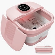 MaxKare Collapsible Foot Spa with Massager and Heat, Foot Spa Massager with Bubble Heat, Pink