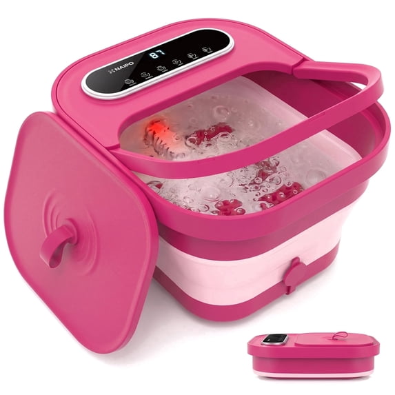 MaxKare Collapsible Foot Spa with Massager and Heat Bubbles Vibration 3 in 1, Foot Spa Massager, Pink
