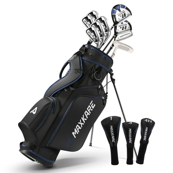 MaxKare Complete Golf Clubs Set Golf Men's Regular 9-Piece Complete Set, 3 Head Covers, Stand Bag - Right Hand, Blue