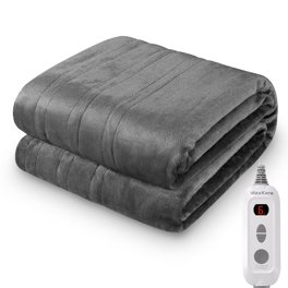 Maxkare 50 x 60 Electric Heated Blanket with 6 Heating Levels u0026 1-5H  Auto-off, Machine Washable Flannel u0026 Sherpa, Gray u0026 White - Walmart.com