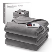 MaxKare Heated Blanket Full Size with 6 Heating Levels 10H Timers, Electric Blanket with ETL certification Machine Washable- Gray