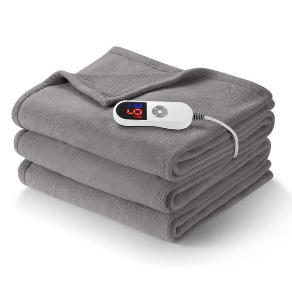 MaxKare Heated Blanket Full Size with 6 Heating Levels 10H Timers, Electric Blanket with ETL certification Machine Washable- Gray