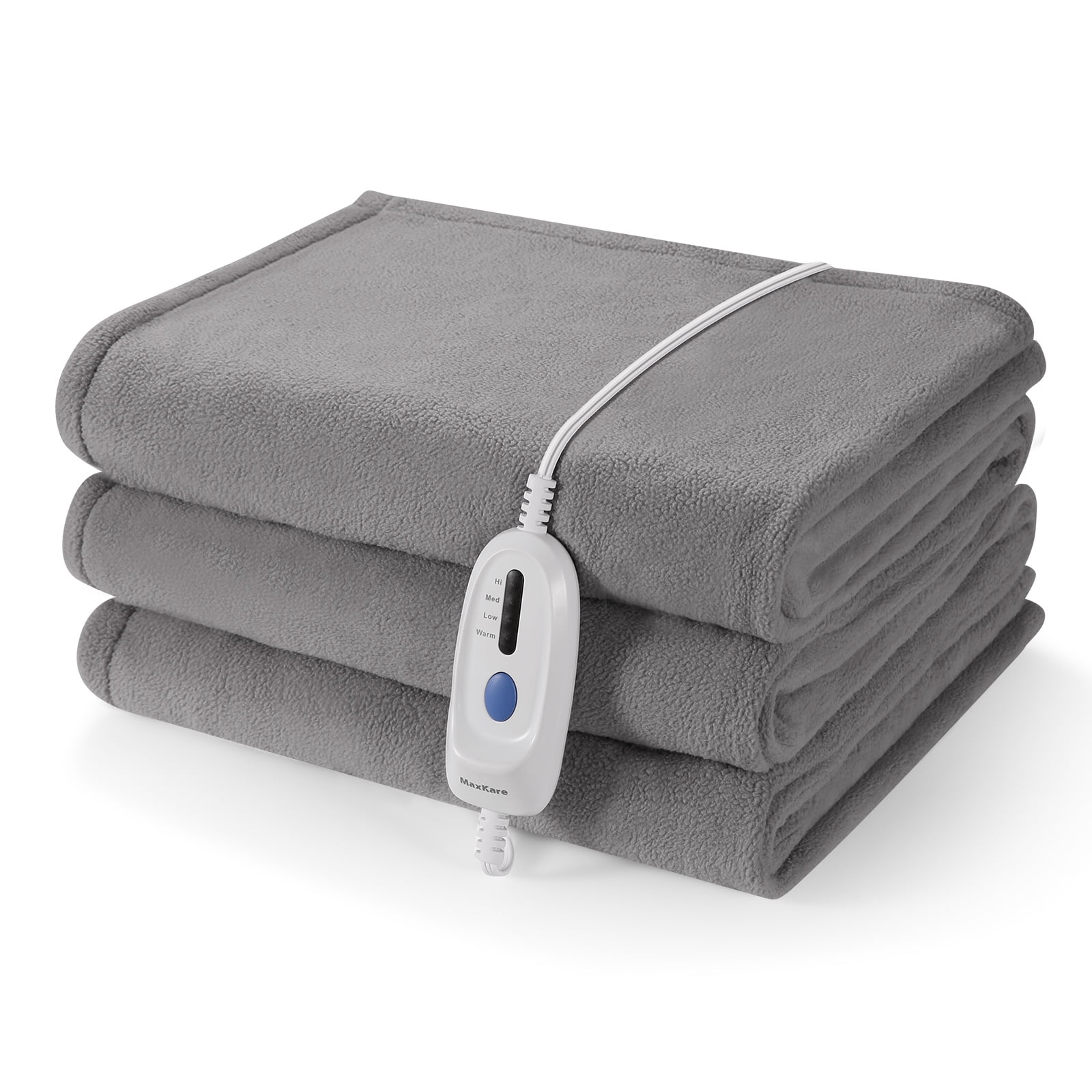 MaxKare Full Size Electric Heated Blanket 77 x 84 4 Levels 10H Auto off ETL Certified Gray Walmart