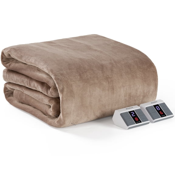 MaxKare Queen Electric Heated Blanket, 10 Heating Levels, 10H Timers, Dual Control, Machine Washable, ETL/FCC Certified, Linen