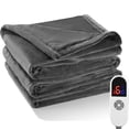 thumbnail image 1 of MaxKare Electric Heated Blanket Twin Size with 6 Heating Levels & 10H Timer, Flannel, Gray, 1 of 7