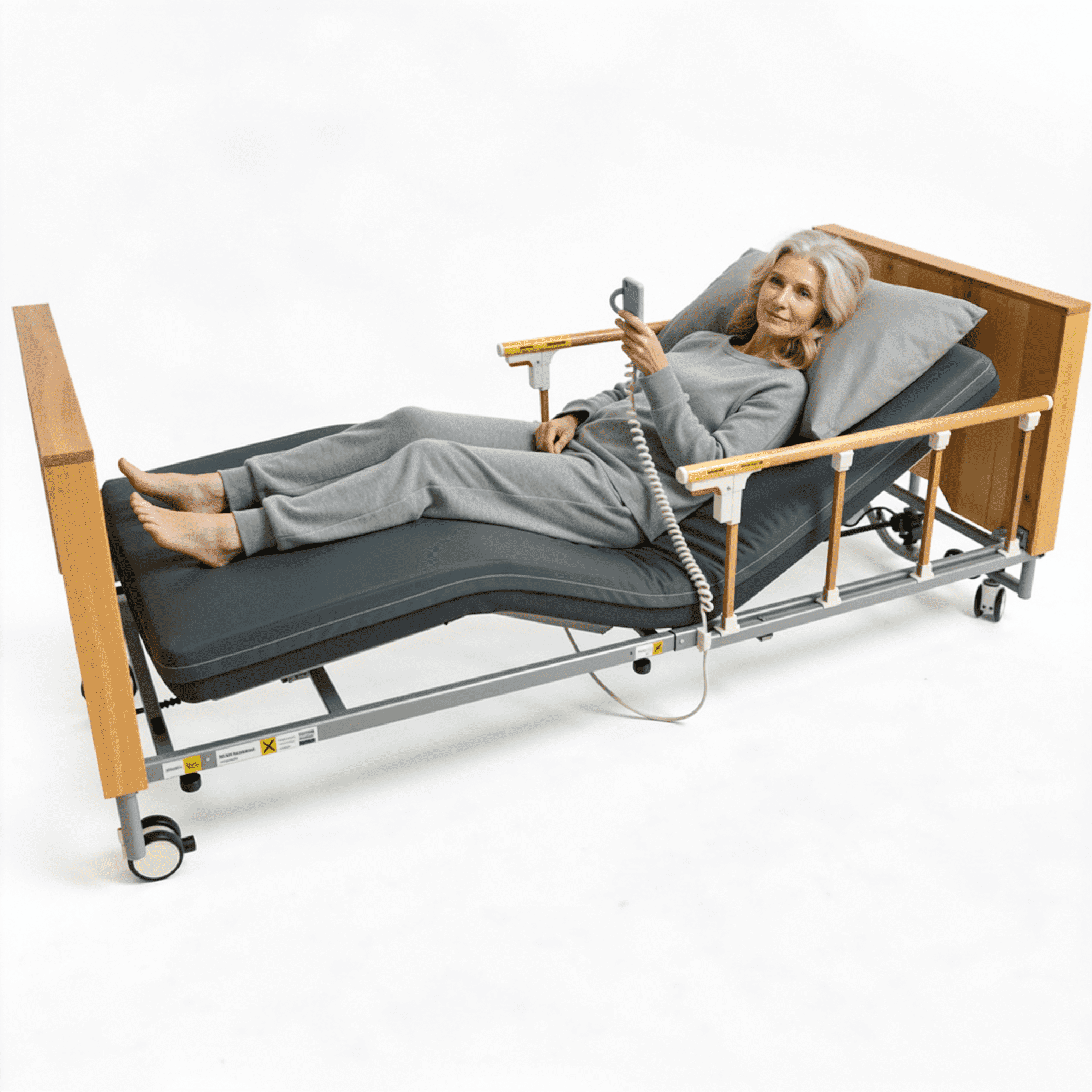 MaxKare Full Electric Hospital Bed with 5 Functions, Medical Bed Set with Mattress & Rails, Safe Locking System, Max 500lbs, for Home Use