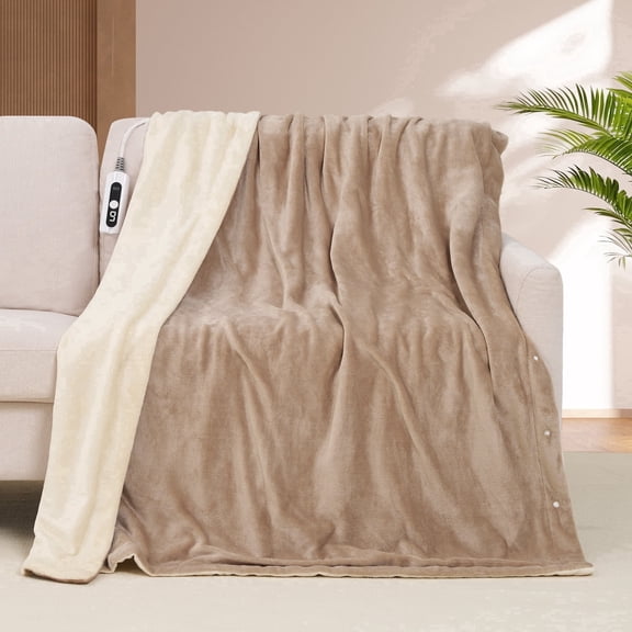 MaxKare Heated Blanket 50" x 72" Electric Throw with 6 Heating Levels & 4H Auto-off, Line