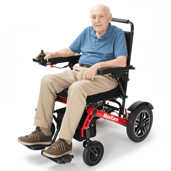 MaxKare Electric Wheelchair for Adults & Seniors, Long Travel Range with 13AH Lithium Batteries, Folding Compact All-Terrain Power Chair with Heavy Duty