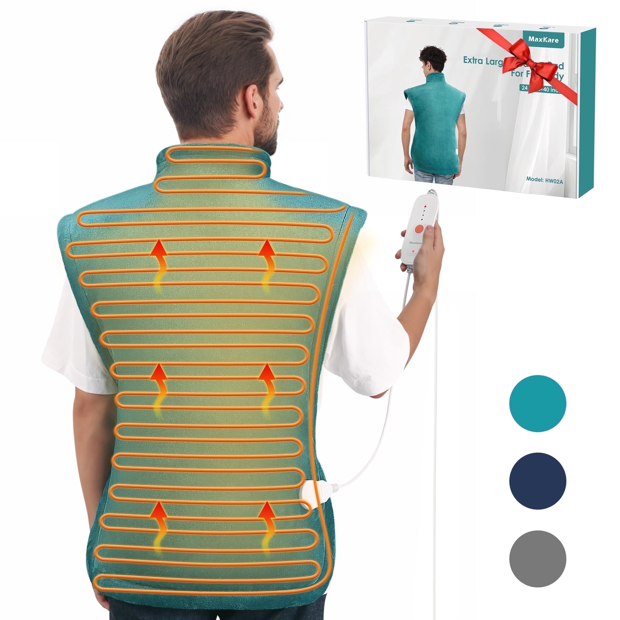 MaxKare Extra Large Flannel Heating Pad with 4 Heat Settings