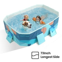 MaxKare Foldable Swimming Pool, Outdoor/Indoor Use for Family Kids & Pets, Inflatable-free, 73" x 54" x 38" Blue