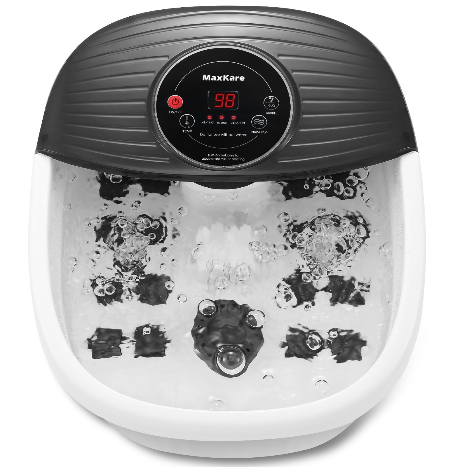 MaxKare Foot Spa Bath Massager with Heat, Bubbles, and Vibration for Soothe and Comfort Feet, Black