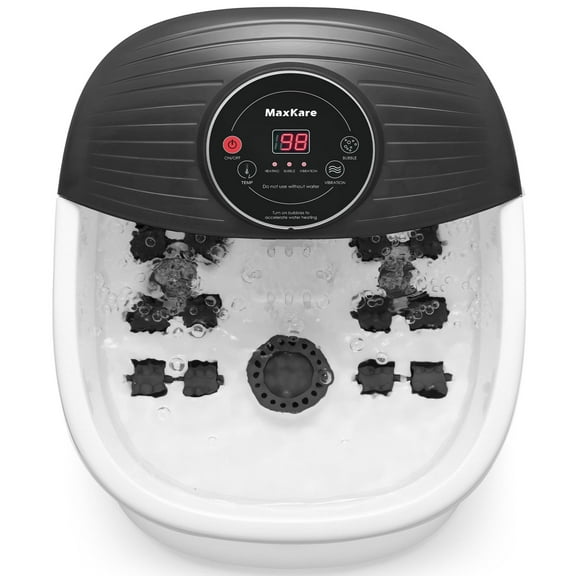 MaxKare Foot Spa Bath Massager with Heat, Bubbles, and Vibration for Soothe and Comfort Feet, Black