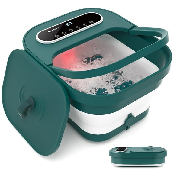 MaxKare Collapsible Foot Spa with Massager and Heat Bubbles Vibration 3 in 1,  Foot Spa Bath, Green