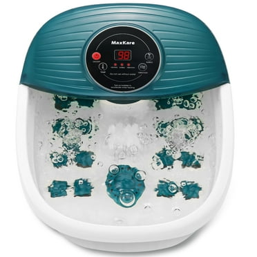MaxKare Foot Spa Bath Massager with Heat, Bubbles, and Vibration, Digital Temperature Control, 16 Detachable Massage Rollers, Soothe and Comfort Feet
