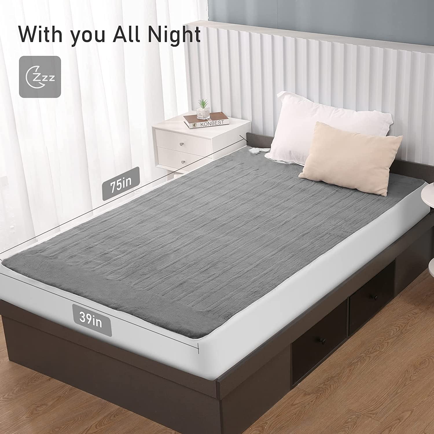 MaxKare Heated Mattress Pad Twin Size 39"x75" with 10 Heating Levels