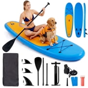 Naipo 10FT Inflatable Paddle Board 30in Wide Design Stand up Paddle Board with Paddle Accessories for Family Beginners Youth Blue Yellow