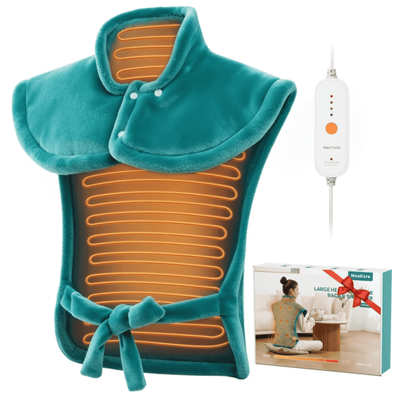 MaxKare Ultra Soft Heating Pad with 4 Heat Settings & Auto Shut-off for Full Body Stress Relief, 24"x33" - Green