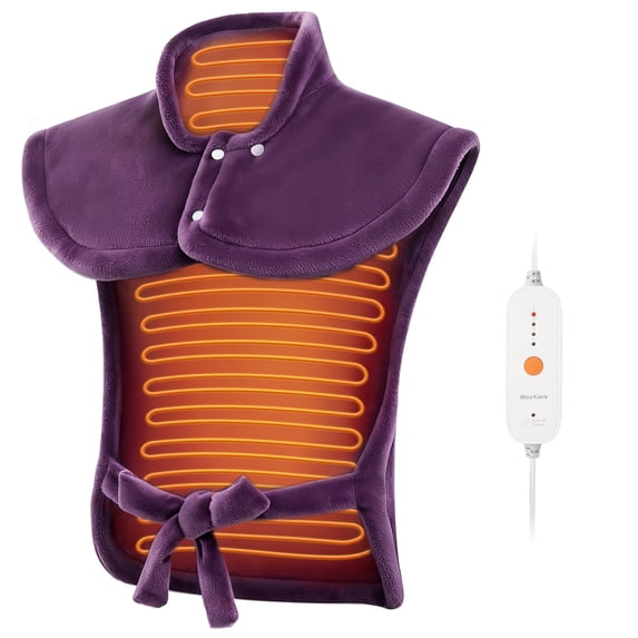 MaxKare Ultra Soft Heating Pad with 4 Heat Settings & Auto Shut-off for Full Body Stress Relief, 24"x33" - Purple
