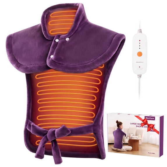 MaxKare Ultra Soft Heating Pad with 4 Heat Settings & Auto Shut-off for Full Body Stress Relief, 24"x33" - Purple